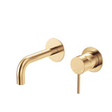 Fienza 228104UB-130-LF Kaya Wall Basin/Bath Mixer Set, Round Plates, Urban Brass, 130mm Outlet
