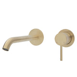 Fienza Kaya Wall Basin/Bath Mixer Set Urban Brass Round Plates 200Mm Outlet 228104Ub-200 Bathroom