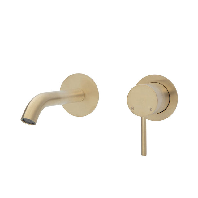 Fienza Kaya Wall Basin/Bath Mixer Set Urban Brass Round Plates 160Mm Outlet 228104Ub Bathroom Mixers