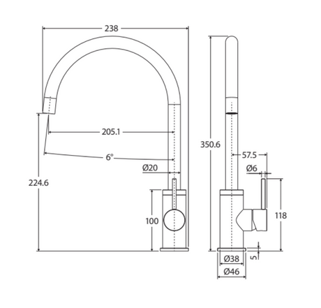 Fienza Kaya 228105Ub Urban Brass Mixer Tap Kitchen Taps
