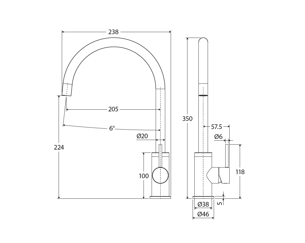 Fienza 228105MW-LF Kaya Mixer Tap, Matte White