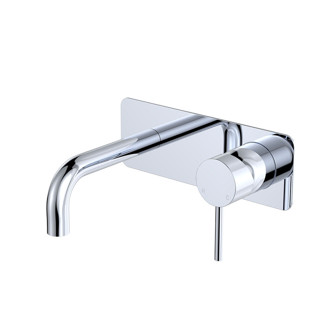 Fienza 228106-130-LF Kaya Wall Basin/Bath Mixer Set, Rectangular Plate, 130mm Outlet
