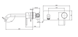 Fienza Kaya Wall Basin/Bath Mixer Set Square Plate 200Mm Outlet 228106-200 Bathroom Mixers