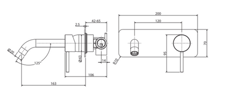 Fienza Kaya Wall Basin/Bath Mixer Set Square Plate 160Mm Outlet 228106 Bathroom Mixers