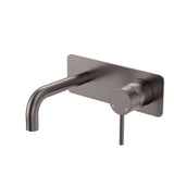Fienza 228106GM-130-LF Kaya Wall Basin/Bath Mixer Set, Rectangular Plate, Gun Metal, 130mm Outlet