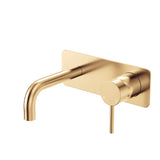 Fienza 228106UB-130-LF Kaya Wall Basin/Bath Mixer Set, Rectangular Plate, Urban Brass, 130mm Outlet
