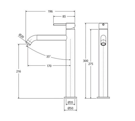 Fienza Kaya 228107Gm Gun Metal Tall Basin Mixer Mixers