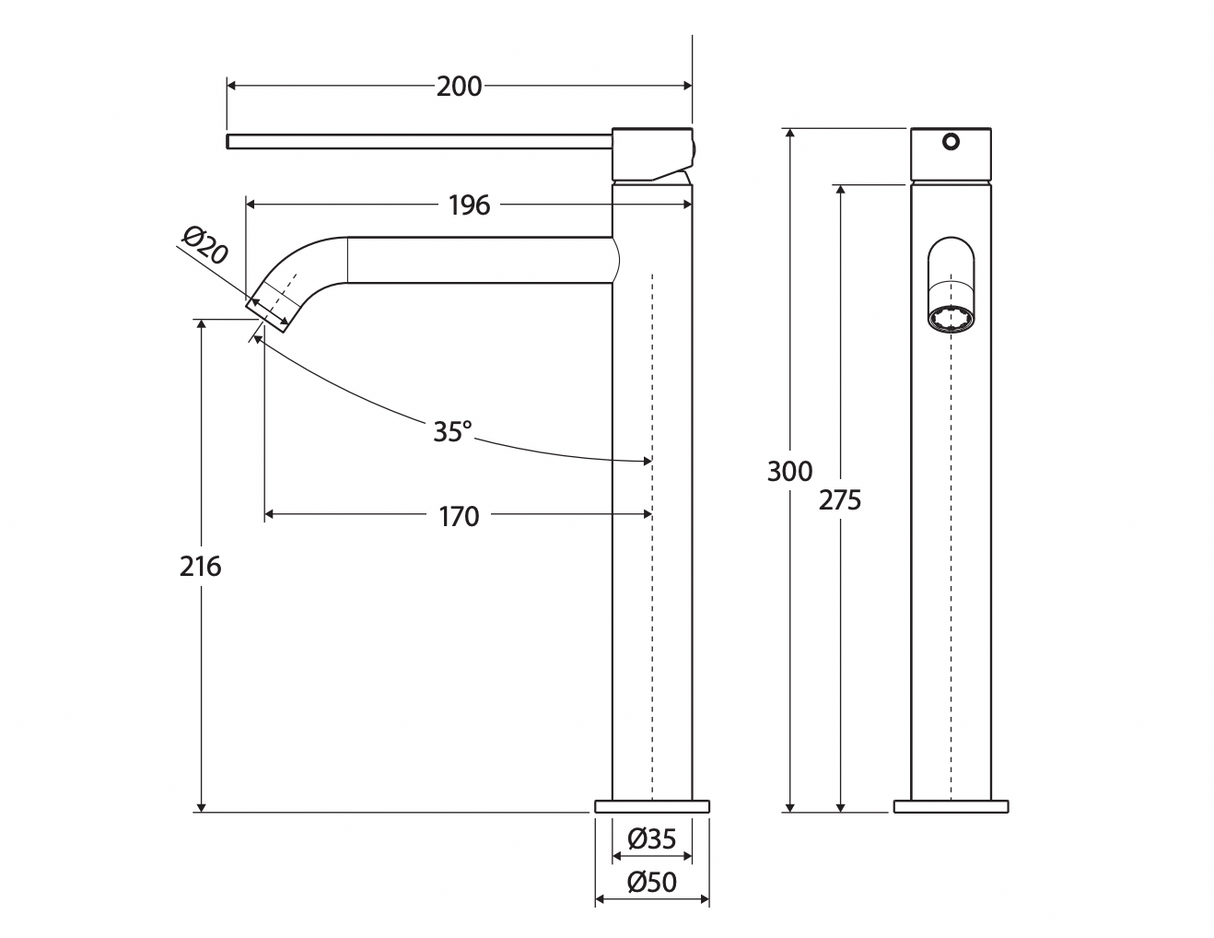 Fienza 228107DMW-LF Kaya Care Tall Basin Mixer, Matte White