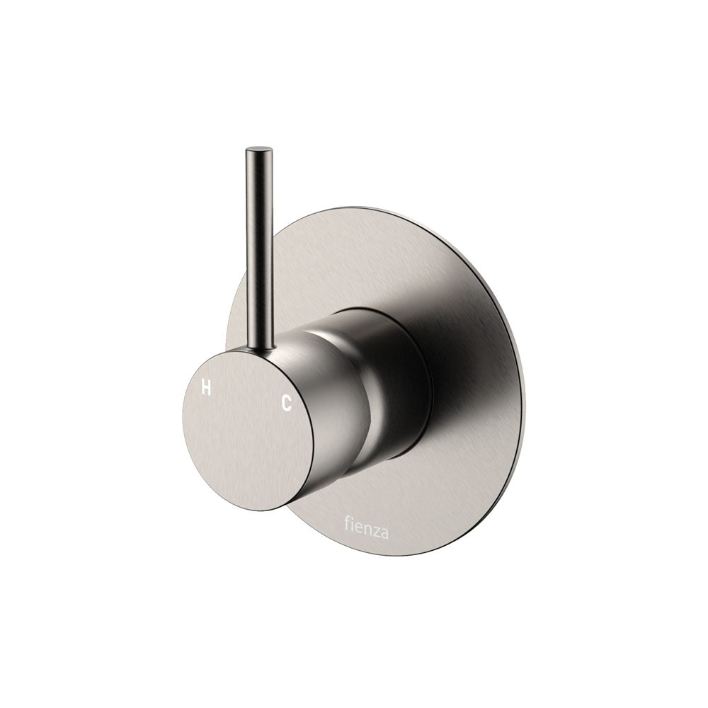 Fienza 228114BN-3-LF Kaya Up Wall Mixer, Large Round Plate, Brushed Nickel