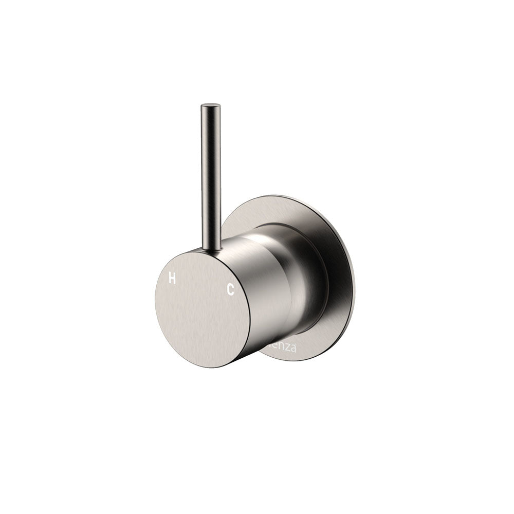Fienza 228114BN-LF Kaya Up Wall Mixer, Small Round Plate, Brushed Nickel