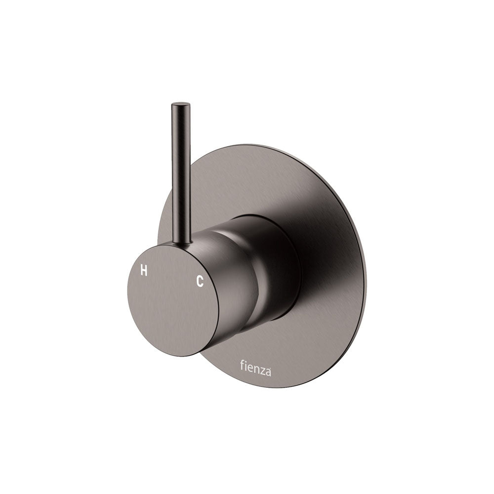 Fienza 228114GM-3-LF Kaya Up Wall Mixer, Large Round Plate, Gun Metal