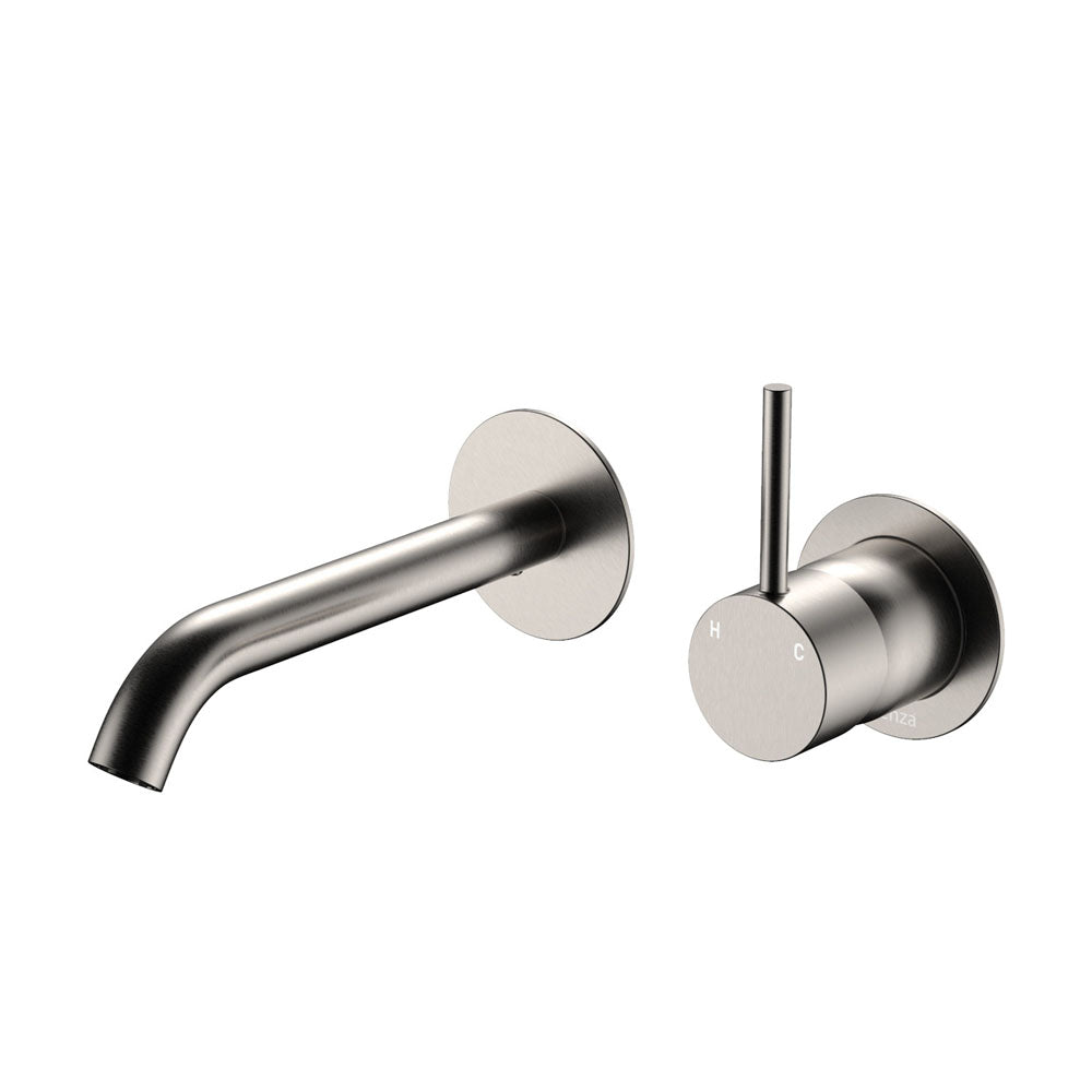 Fienza 228118BN-LF Kaya Up Basin/Bath Wall Mixer Set, Round Plates, 160mm Outlet, Lead Free, Brushed Nickel