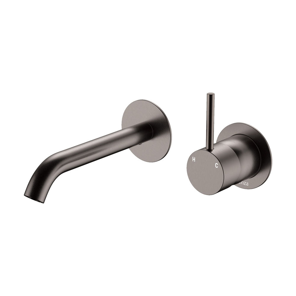 Fienza 228118GM-LF Kaya Up Basin/Bath Wall Mixer Set, Round Plates, 160mm Outlet, Lead Free, Gun Metal