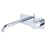 Fienza 228119-200-LF Kaya Up Basin/Bath Wall Mixer Set, Rectangular Plate, 200mm Outlet, Lead Free, Chrome