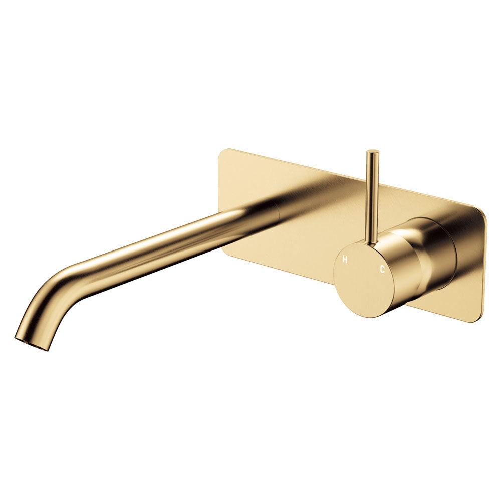 Fienza 228119UB-200-LF Kaya Up Basin/Bath Wall Mixer Set, Rectangular Plate, 200mm Outlet, Lead Free, Urban Brass