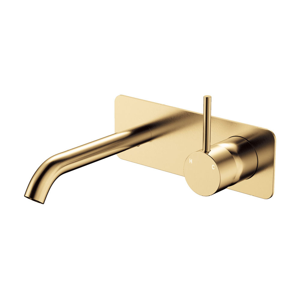 Fienza 228119UB-LF Kaya Up Basin/Bath Wall Mixer Set, Rectangular Plate, 160mm Outlet, Lead Free, Urban Brass