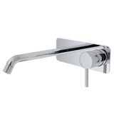 Fienza Axle Wall Basin/Bath Mixer Set Chrome Soft Square Plate 200Mm Outlet 231106-200 Bathroom