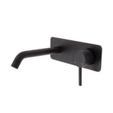 Fienza Axle Wall Basin/Bath Mixer Set Matte Black Soft Square Plate 160Mm Outlet 231106B Bathroom