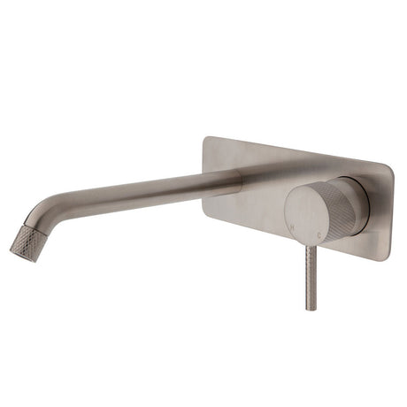 Fienza Axle Wall Basin/Bath Mixer Set Brushed Nickel Soft Square Plate 200Mm Outlet 231106Bn-200