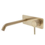Fienza Axle Wall Basin/Bath Mixer Set Urban Brass Soft Square Plate 200Mm Outlet 231106Ub-200