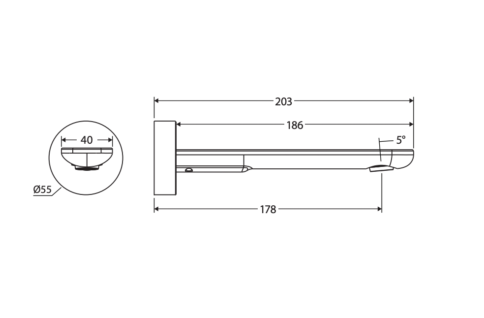 Fienza 234115BN-2-LF Empire Slim Wall Basin/Bath Outlet, 180mm, Round Plate, Lead Free, Brushed Nickel
