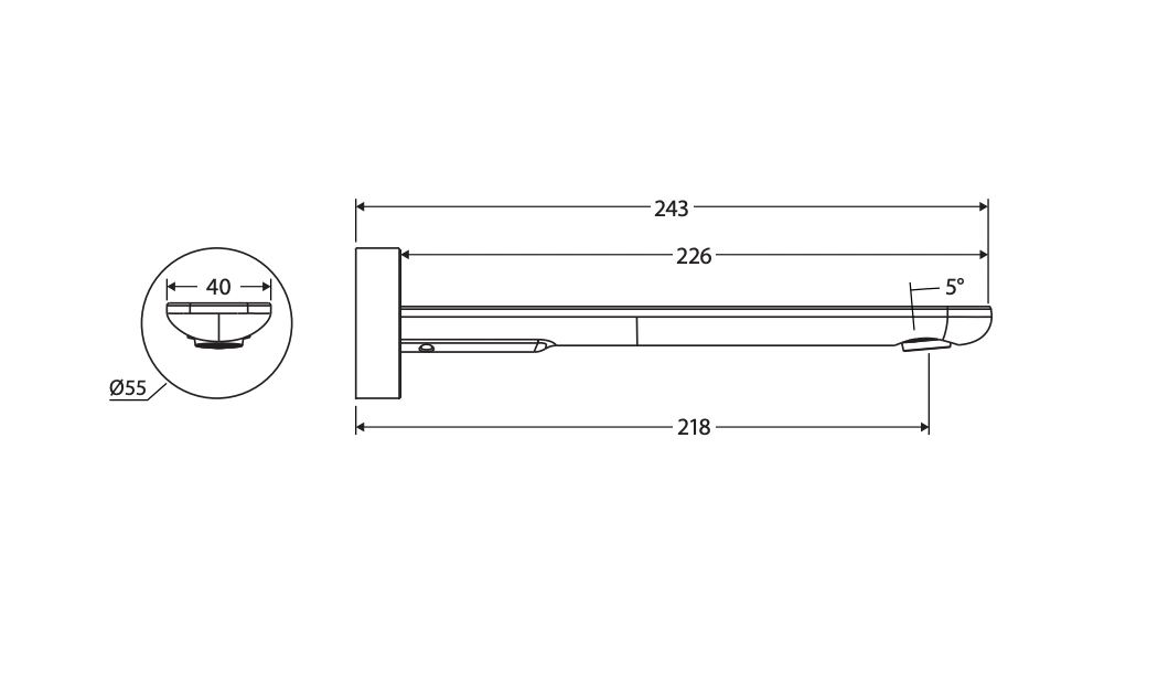 Fienza 234116CO-2-LF Empire Slim Wall Bath/Basin Outlet, 220mm, Round Plate, Lead Free, Brushed Copper