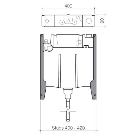 Caroma 237002 Invisi Series II® Cistern - Induct/Inwall/Inceiling - Urinals - Single Flush