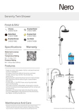 Nero Serenity Twin Shower Brushed Nickel 24D073BN