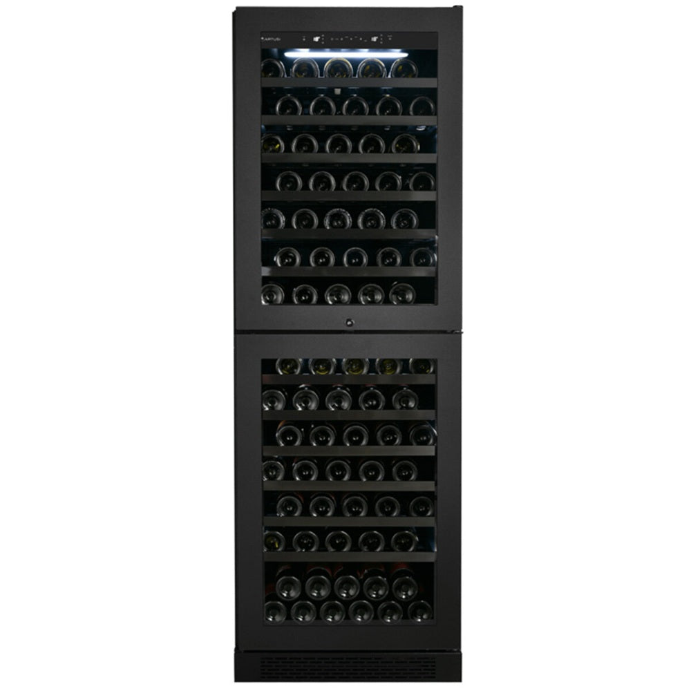 Artusi AWCD160BV Dual Zone Wine Cooler, 154 Bottle, Reversible Double Doors, Matte Black