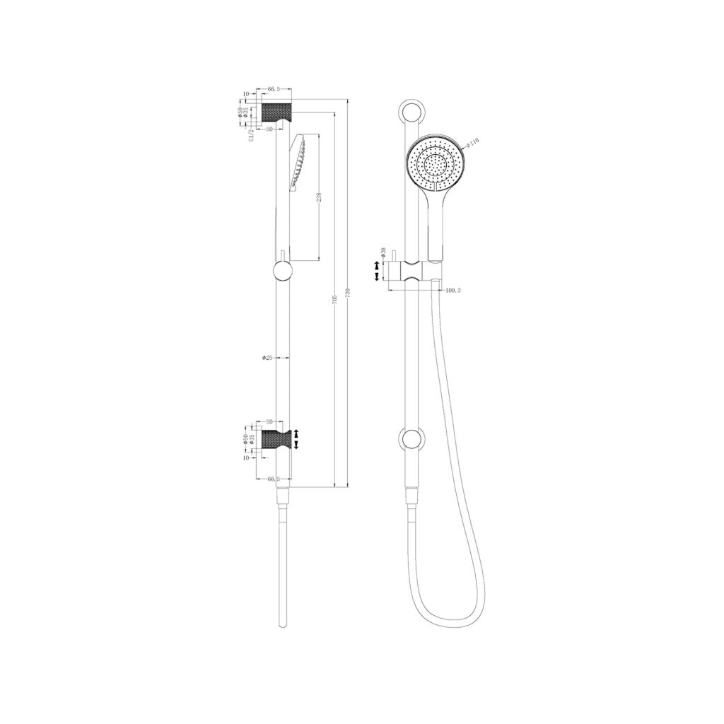 Nero NR251905aBG Opal Rail Shower With Air Shower - Brushed Gold