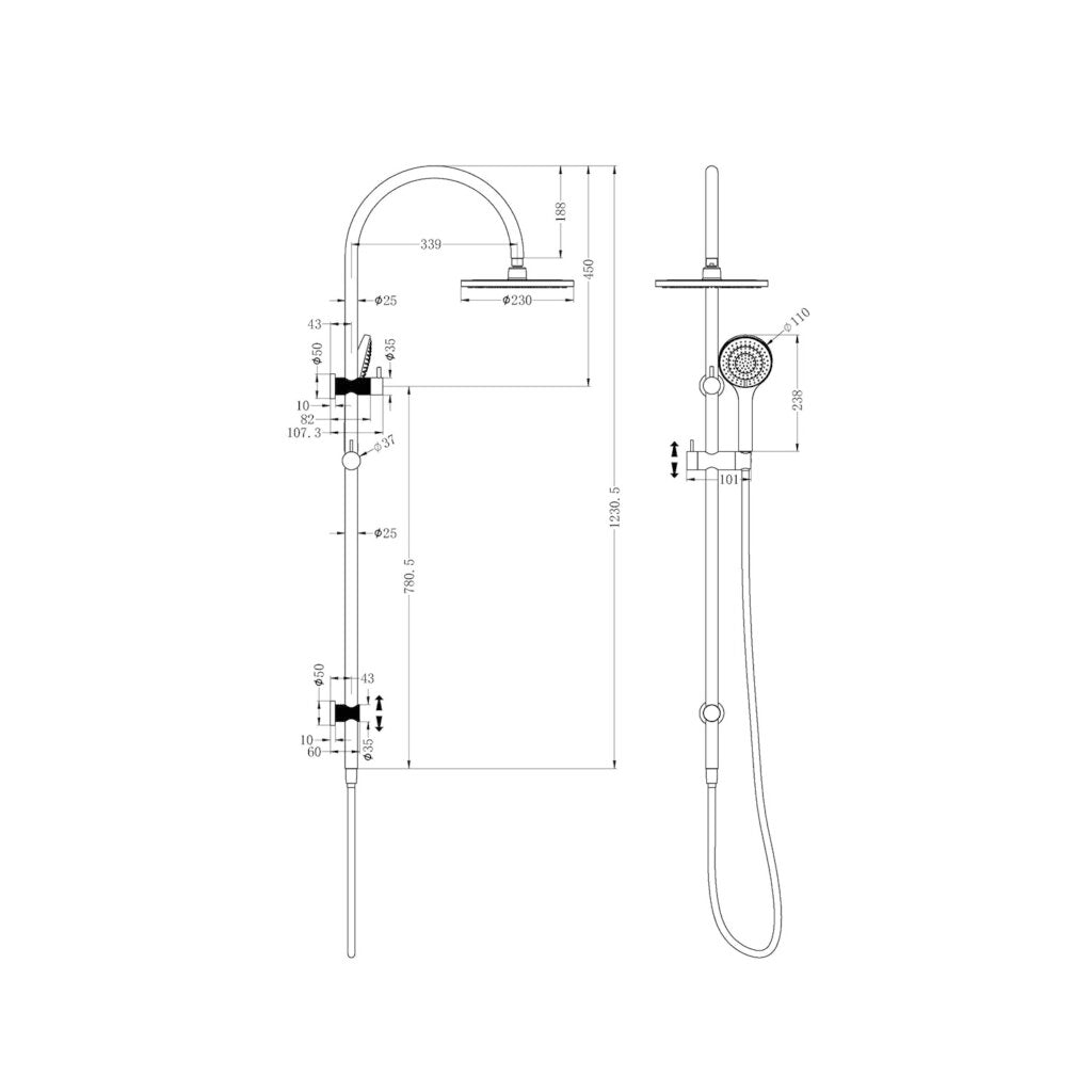 Nero NR251905bBN Opal Twin Shower Set With Air Shower - Brushed Nickel