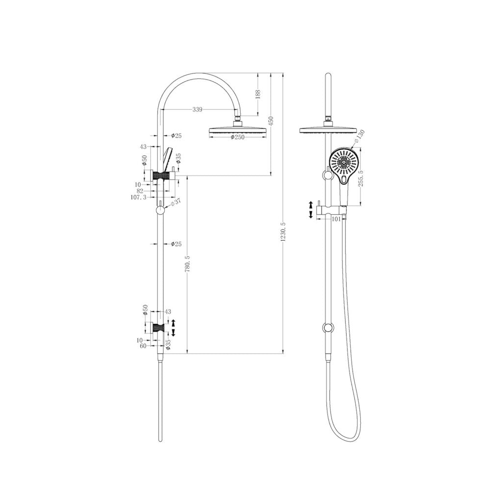 Nero NR251905eBN Opal Twin Shower Set - Brushed Nickel