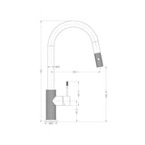 Nero NR251908GR Opal Pull Out Sink Mixer - Graphite Gunmetal Grey