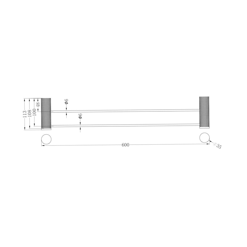 Nero NR2524dBG Opal Double Towel Rail 600mm - Brushed Gold
