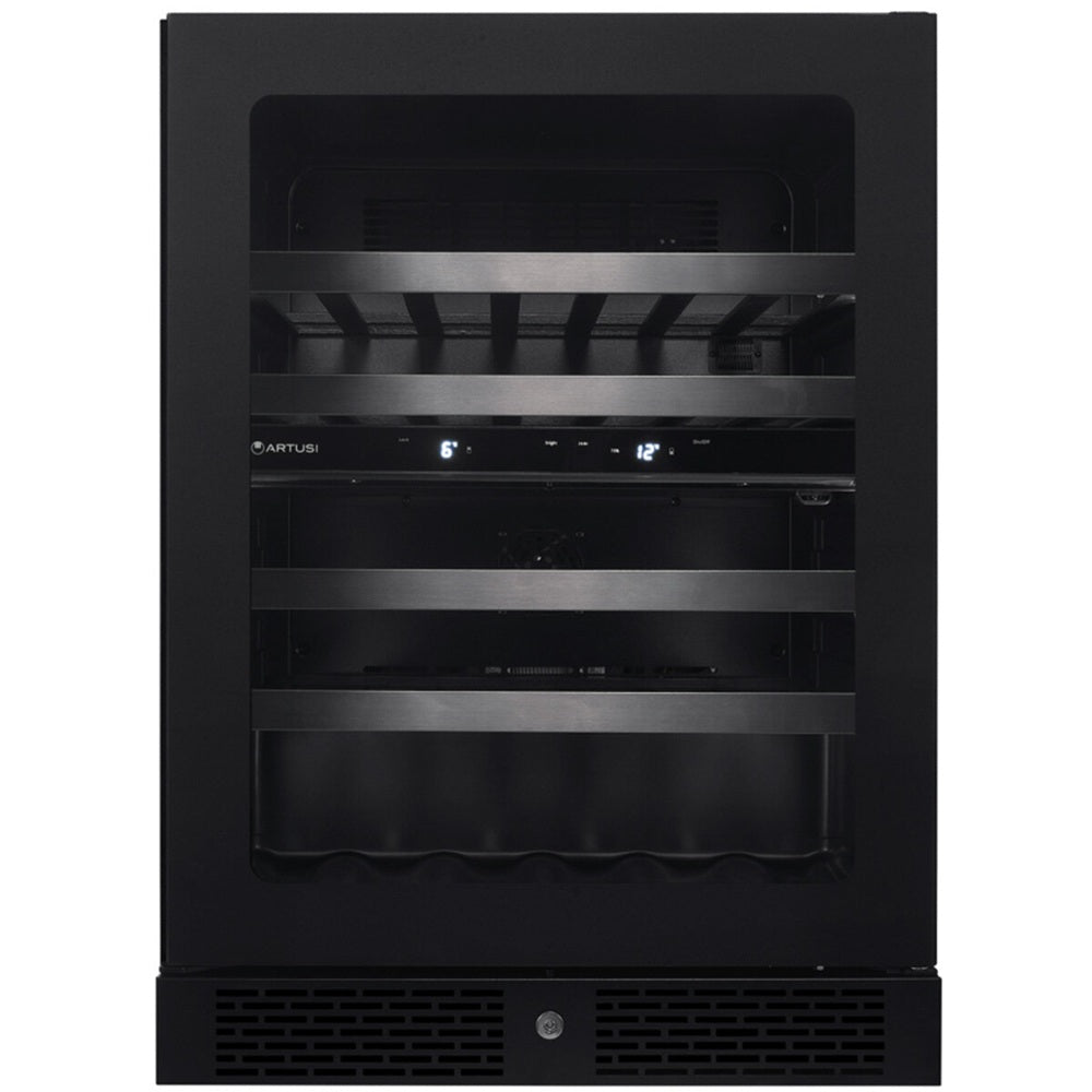 Artusi AWC37BV Dual Zone Wine Cooler, 37 Bottle, Reversible Door, Matte Black
