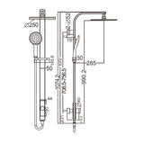 Nero NR281305aMB Rain Round Overhead Shower and Handshower on Column Single Hose - Matte Black