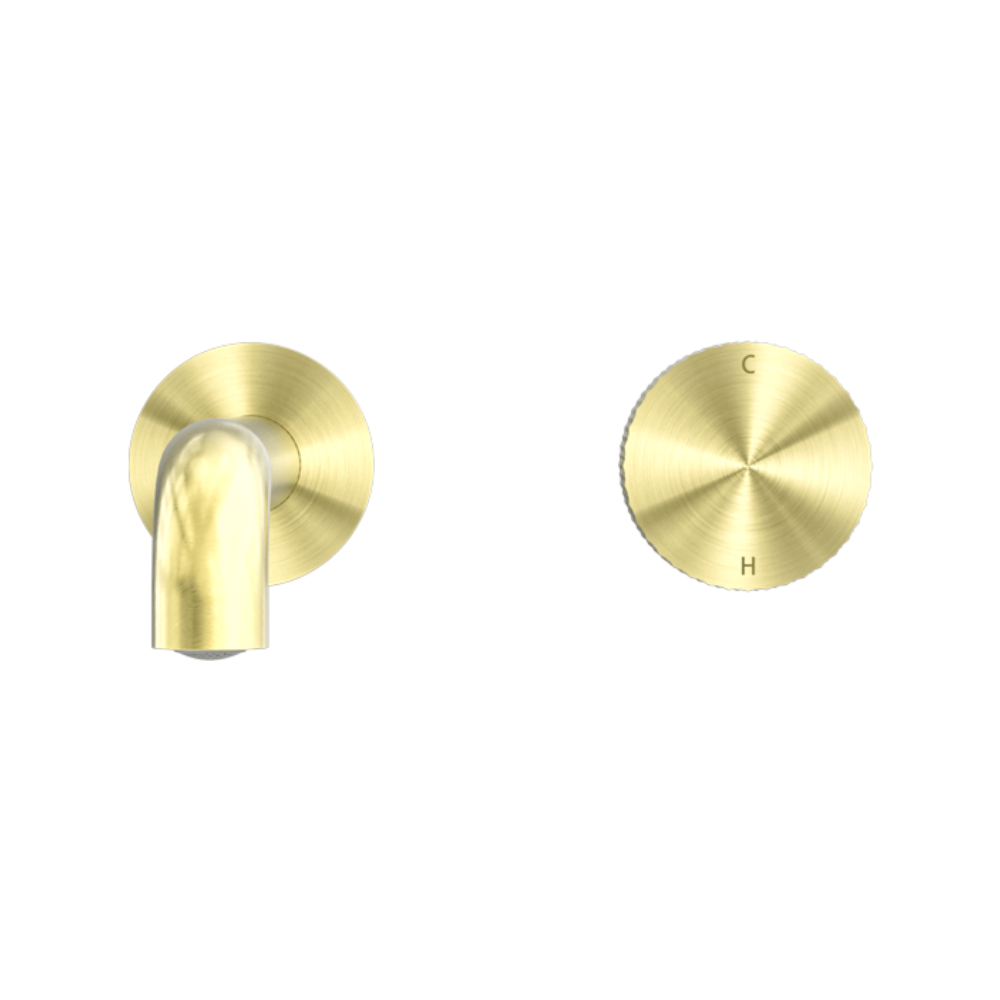 Nero Opal Progressive Wall Basin Mixer 160mm Spout Brushed Gold NR252007a160BG