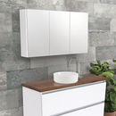 Fienza PSC1500MW Mirror Cabinet 1500mm with Side Panels Satin White