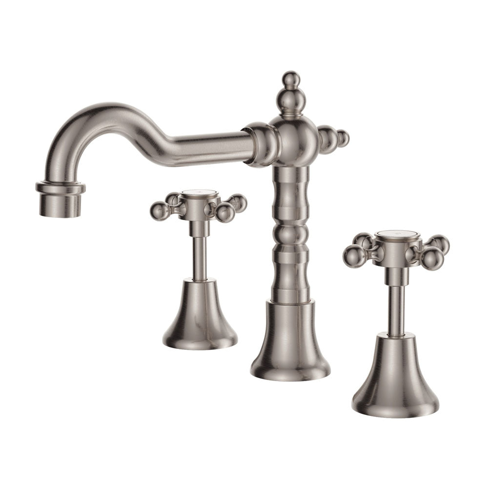 Fienza 336101BN-LF Lillian Shepherds Crook Basin Set, Brushed Nickel