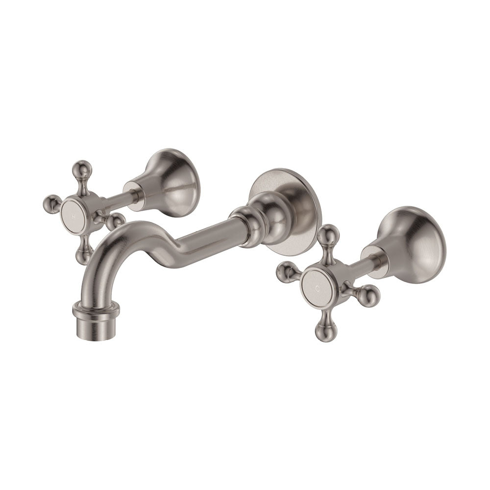 Fienza 336102BN Lillian Shepherds Crook Bath Set, Brushed Nickel
