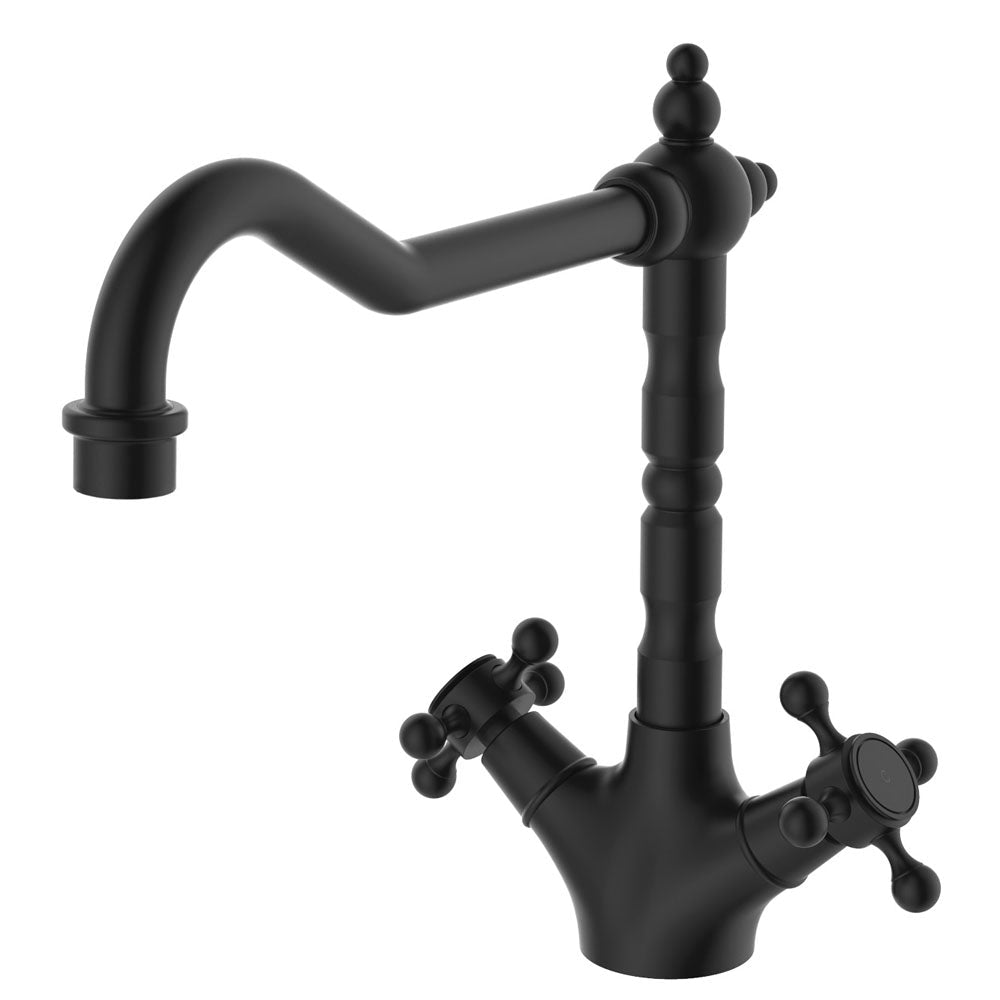 Fienza Lillian 336106Bk Shepherds Crook Matte Black Sink Mixer Kitchen Taps