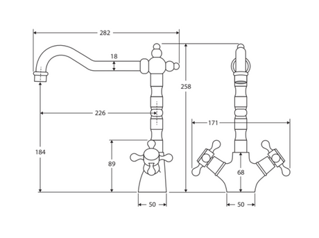 Fienza Lillian 336106Bk Shepherds Crook Matte Black Sink Mixer Kitchen Taps