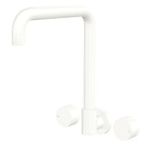 Fienza 338105MW-LF Kaya Squareline Wall Set Round Taps Matte White