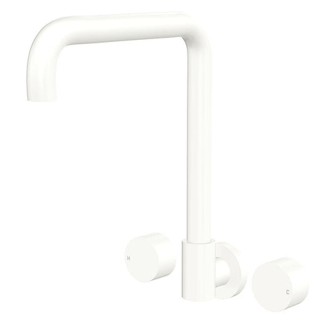 Fienza 338105MW-LF Kaya Squareline Wall Set Round Taps Matte White