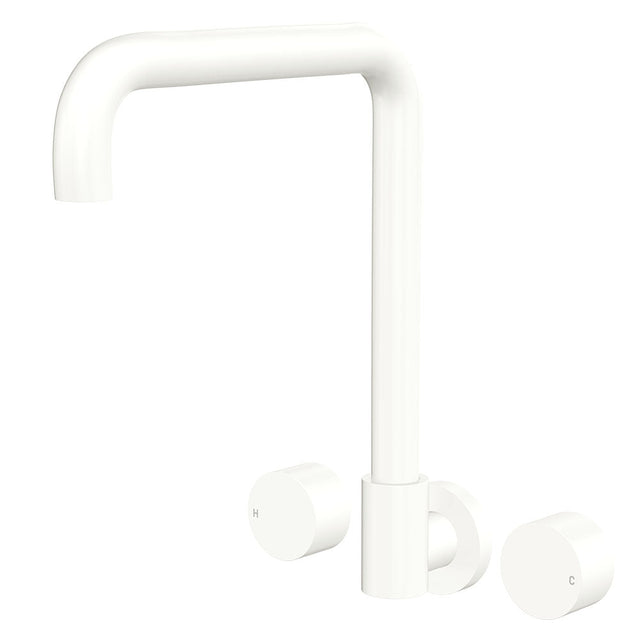 Fienza 338105MW-LF Kaya Squareline Wall Set Round Taps Matte White