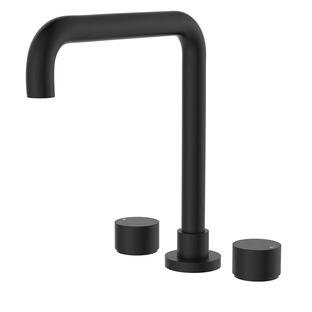 Fienza 338106B-LF Kaya Squareline Hob Set Round Taps Matte Black