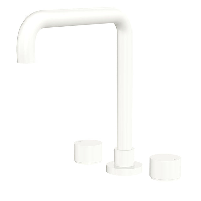Fienza 338106MW-LF Kaya Squareline Hob Set Round Taps Matte White