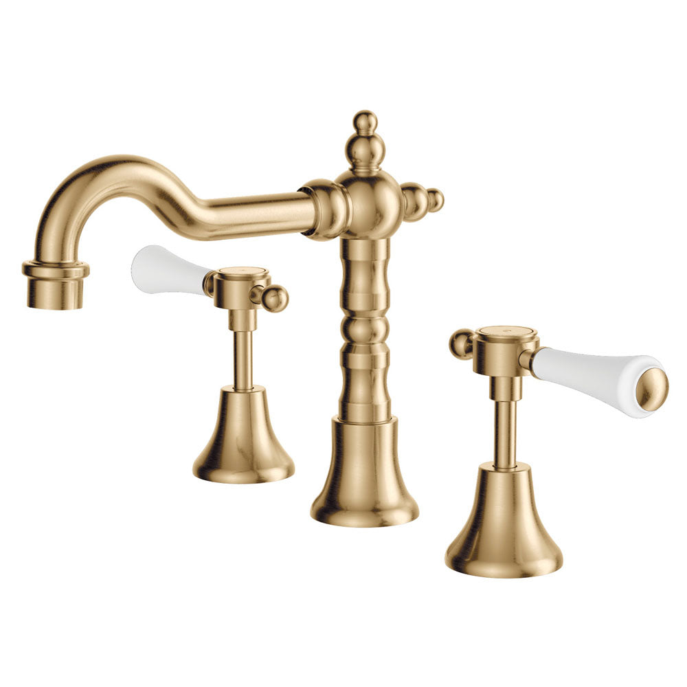 Fienza 339101UB-LF Lillian Shepherds Crook Lever Basin Set, Urban Brass