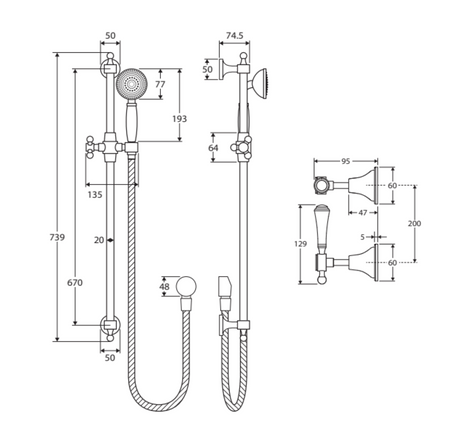 Fienza Lillian Lever Rail Shower Set Chrome 339103 Showers