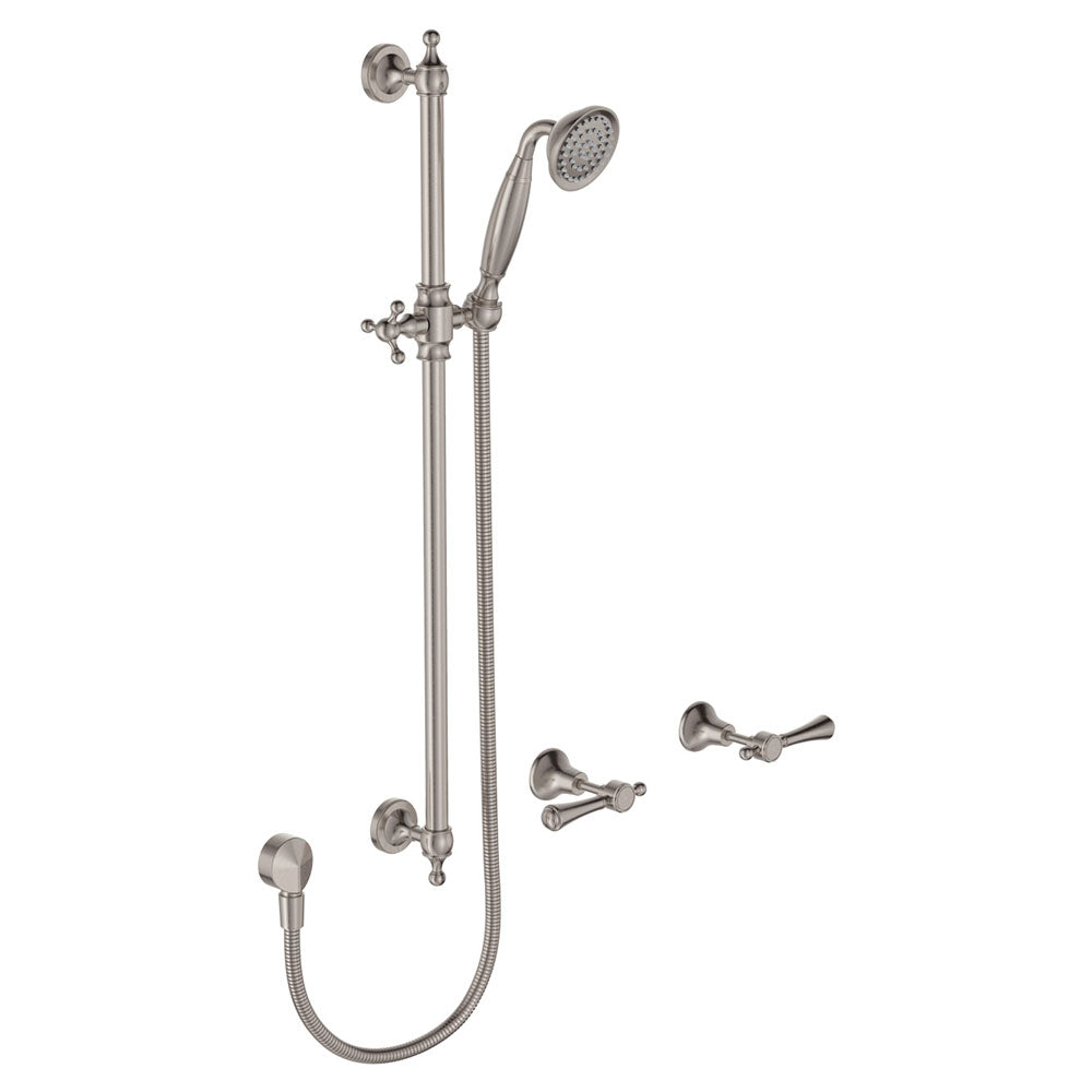 Fienza 339103NN Lillian Lever Rail Shower Set, Brushed Nickel Handles, Brushed Nickel